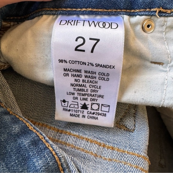 DRIFTWOOD CANDACE Embroidered Hem Straight Ankle High Rise Jeans - 27 - Picture 12 of 13